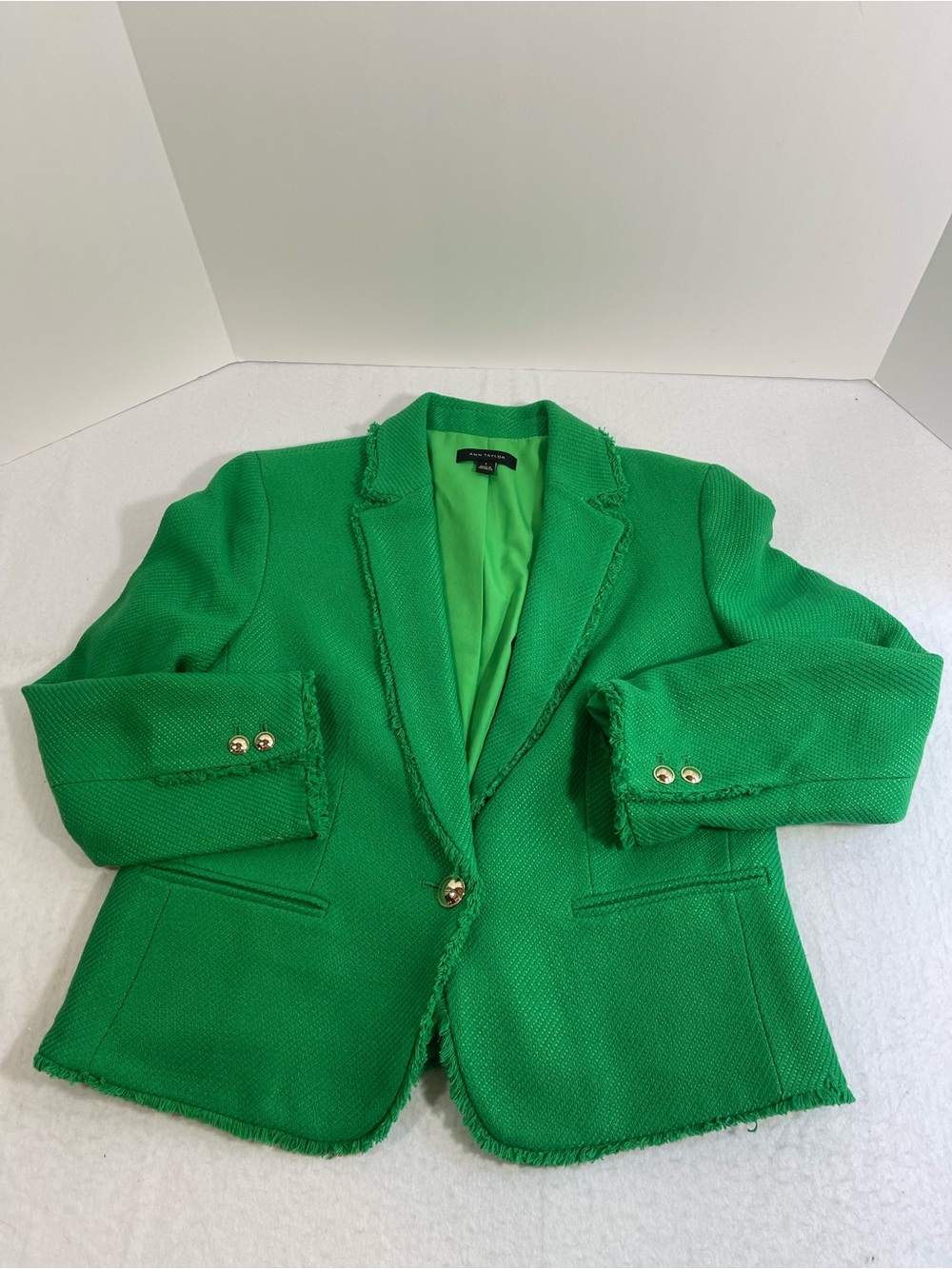 Ann Taylor Bright Green Textured Blazer